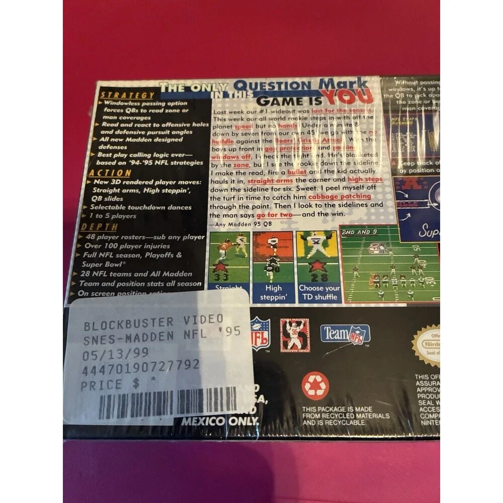 Madden NFL 95 (Super Nintendo SNES, 1994) NEW FACTORY SEALED see pictures